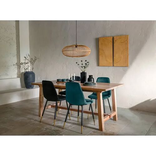 Lampe à Suspendre Luminaire Suspension Plafonnier En Bambou Naturel - Diamètre 60 X Profondeur 25 Cm