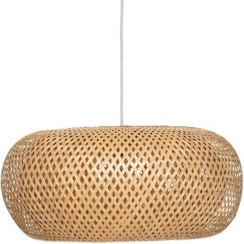 Luminaire Suspension Ovale En Bambou Naturel - Diamètre 46 X Profondeur 22 Cm