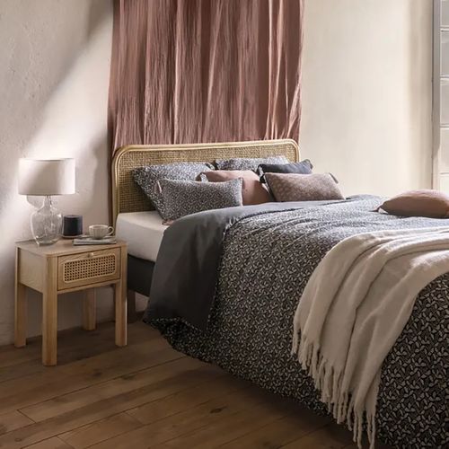 Tête De Lit En Rotin Tressé, Coloris Beige - Longueur 160 X Profondeur 3 X Hauteur 100 Cm