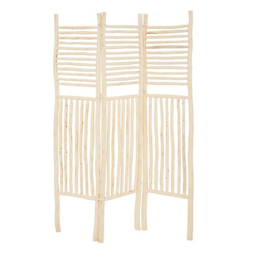 Paravent Pliable Avec 3 Panneaux En Bois Et Corde En Coton - L. 119 X P. 4 X H. 169,5 Cm
