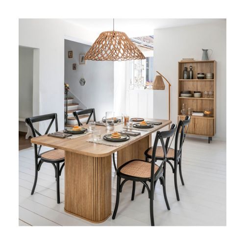 Table à Manger Rectangulaire En Placage Effet Bois - Longueur 180 X Profondeur 90 X Hauteur 75 Cm