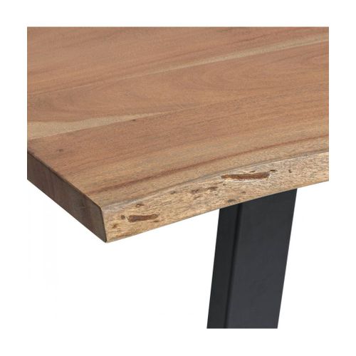 Table à Manger Rectangulaire En Bois D'acacia Avec Pieds En Métal - L. 200 X P. 100 X H. 76 Cm