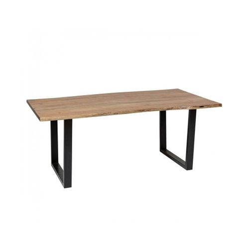 Table à Manger Rectangulaire En Bois D'acacia Avec Pieds En Métal - L. 200 X P. 100 X H. 76 Cm