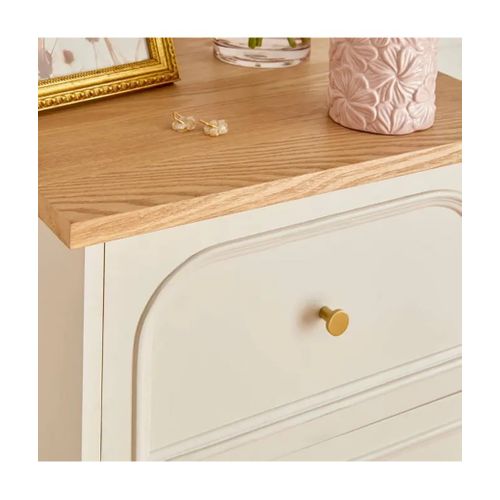 Chiffonnier Meuble De Rangement Avec 5 Tiroirs, Coloris Ivoire - L. 45 X P. 39 X H. 113 Cm