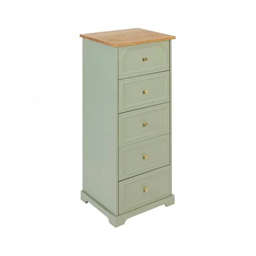 Chiffonnier Meuble De Rangement Avec 5 Tiroirs, Vert Céladon - L. 45 X P. 39 X H. 113 Cm