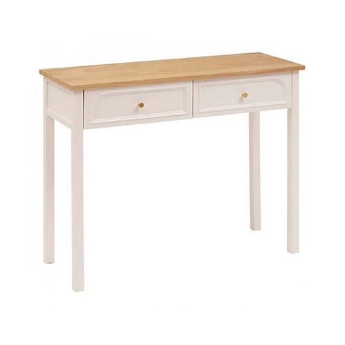 Table Console Coiffeuse Avec  2 Tiroirs, Coloris Ivoire - L. 100 X P. 35 X H. 80 Cm