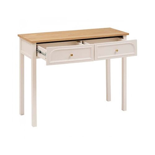 Table Console Coiffeuse Avec  2 Tiroirs, Coloris Ivoire - L. 100 X P. 35 X H. 80 Cm