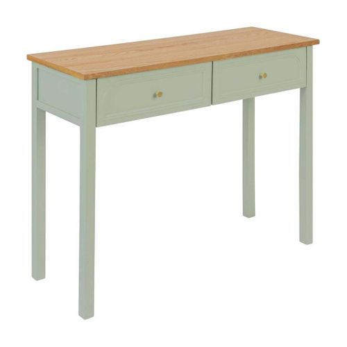 Table Console Coiffeuse Avec  2 Tiroirs, Coloris Vert Céladon - L. 100 X P. 35 X H. 80 Cm