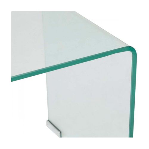 Lot De 2 Tables Gigognes En Verre Trempé Transparent - Longueur 51 X Profondeur 30 X Hauteur 47 Cm