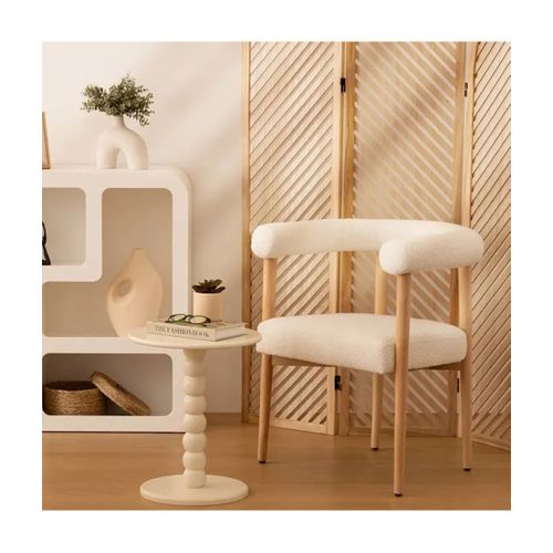 Table à Café Table D'appoint Ronde Finition Matte, Coloris Ivoire - Diamètre 38 X Hauteur 46,5 Cm