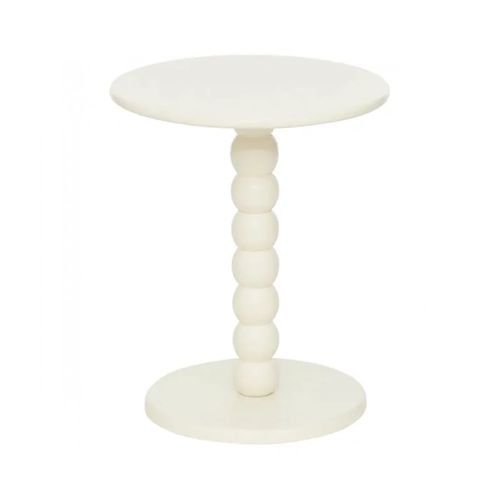 Table à Café Table D'appoint Ronde Finition Matte, Coloris Ivoire - Diamètre 38 X Hauteur 46,5 Cm