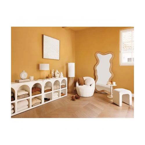 Table à Café Table D'appoint Ronde Finition Matte, Coloris Ivoire - Diamètre 38 X Hauteur 46,5 Cm