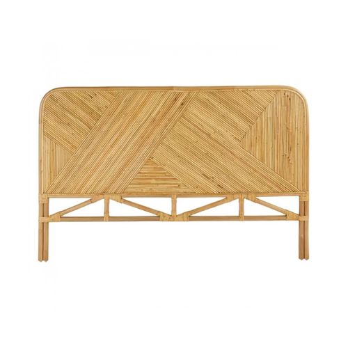 Tête De Lit En Rotin Naturel Avec Motifs Géométriques - L. 160 X P. 3,5 X H. 103 Cm