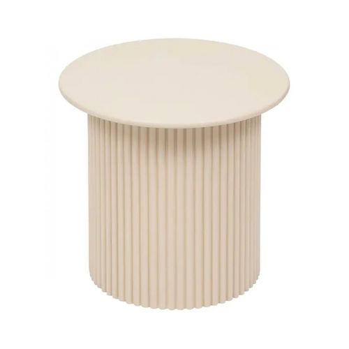 Lot De 2 Tables D’appoint Rondes Avec Des Pieds Cannelés, Coloris Beige - Diamètre 40 X P. 38 Cm