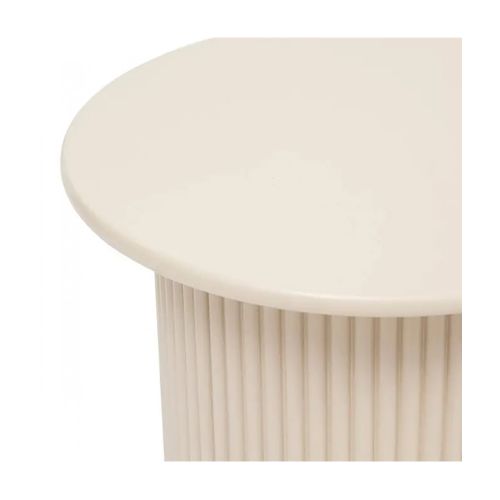 Lot De 2 Tables D’appoint Rondes Avec Des Pieds Cannelés, Coloris Beige - Diamètre 40 X P. 38 Cm