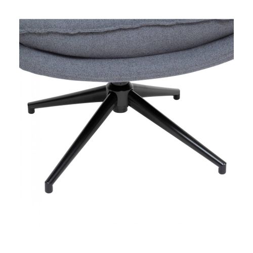 Fauteuil Pivotant En Polyster Gris Avec Des Pieds En Métal Noir- L. 64 X P. 74,5 X H. 87 Cm