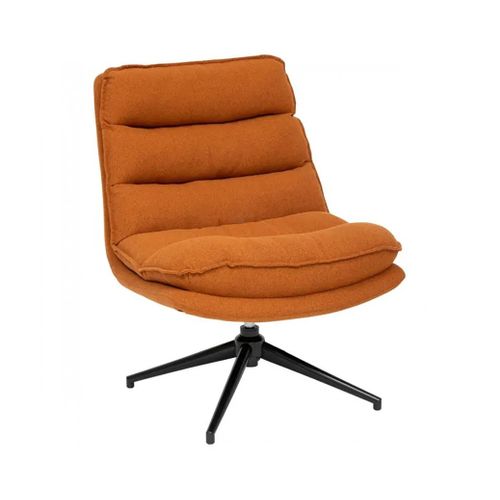 Fauteuil Pivotant En Polyster Ambre Avec Des Pieds En Métal Noir - L. 64 X P. 74,5 X H. 87 Cm