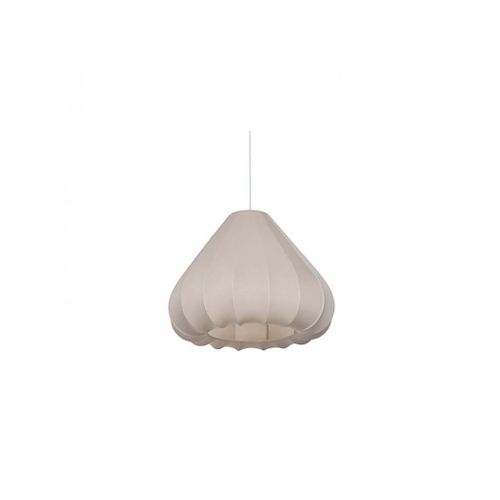 Luminaire Suspension En Forme De Poire Nervurée, Coloris Beige - Diamètre 49 X Hauteur 119 Cm