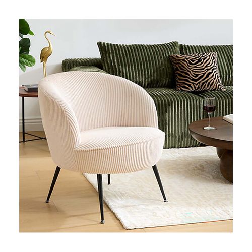 Fauteuil Club Avec Pieds Métal Noir, Coloris Beige - Longueur 63 X Profondeur 69 X Hauteur 71 Cm