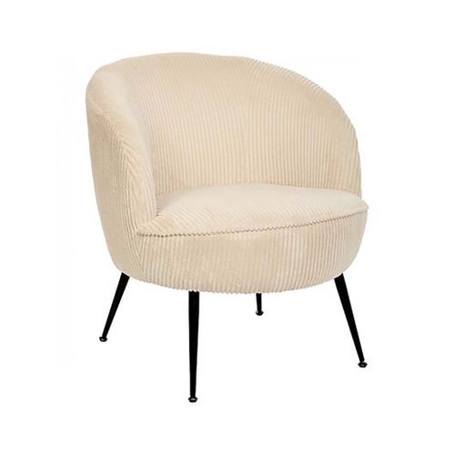 Fauteuil Club Avec Pieds Métal Noir, Coloris Beige - Longueur 63 X Profondeur 69 X Hauteur 71 Cm
