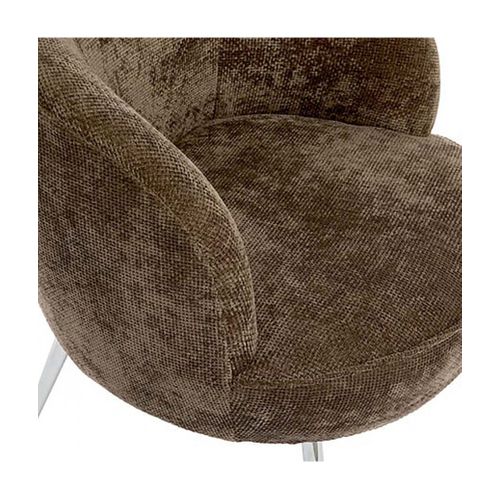 Fauteuil Club Avec Pieds Métal Noir, Coloris Marron - Longueur 63 X Profondeur 69 X Hauteur 71 Cm