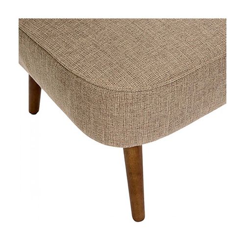 Fauteuil De Salon Crapaud Scandinave Avec Pieds En Bois, Coloris Beige - L. 57 X P. 69 X H. 72,5 Cm