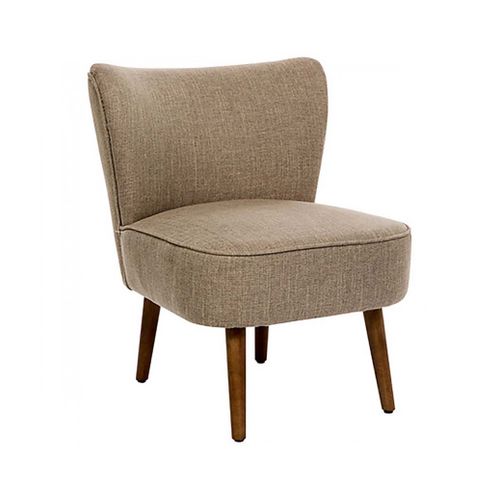 Fauteuil De Salon Crapaud Scandinave Avec Pieds En Bois, Coloris Beige - L. 57 X P. 69 X H. 72,5 Cm