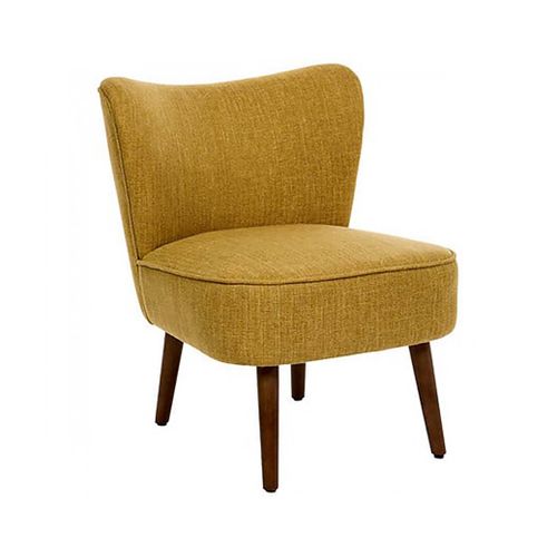 Fauteuil De Salon Crapaud Scandinave Avec Pieds En Bois, Coloris Ocre - L. 57 X P. 69 X H. 72,5 Cm