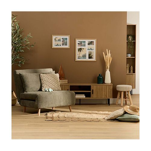Lit Fauteuil Convertible De Couleur Grise Anthracite Avec Des Pieds En Bois