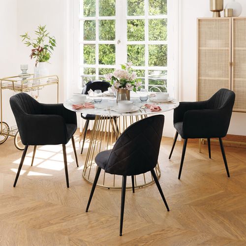 Lot De 2 Chaises Matelassées Style Fauteuil De Salle à Manger En Velours Avec Des Pieds En Métal