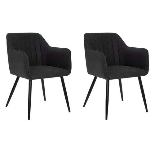 Lot De 2 Chaises Matelassées Style Fauteuil De Salle à Manger En Velours Avec Des Pieds En Métal