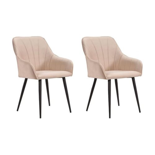 Lot De 2 Chaises Matelassées Style Fauteuil De Salle à Manger En Velours Avec Des Pieds En Métal