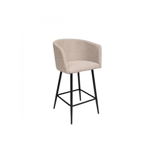 Lot De 2 Fauteuils De Bar En Velours Avec Pieds En Métal, Coloris Beige - L. 51 X P. 54 X H. 101 Cm