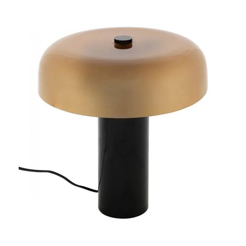 Lampe Cylindrique Haut En Verre Format Champignon, Coloris Ambre - Diamètre 33 X Hauteur 37 Cm