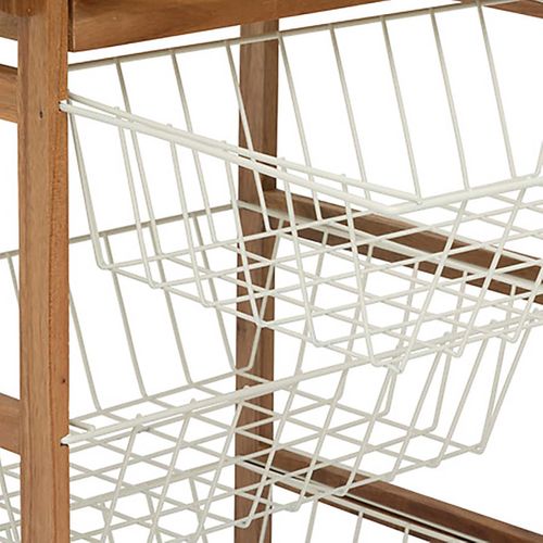 Desserte Roulante De Cuisine Avec 4 Paniers Coulissantes Et 1 Tiroir, Coloris Beige