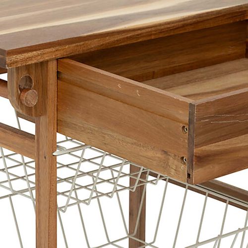 Desserte Roulante De Cuisine Avec 4 Paniers Coulissantes Et 1 Tiroir, Coloris Beige