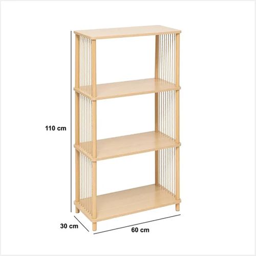 Etagère Droite à 4 Niveaux Effet Bois Clair - Longueur 60 X Profondeur 30 X Hauteur 110 Cm