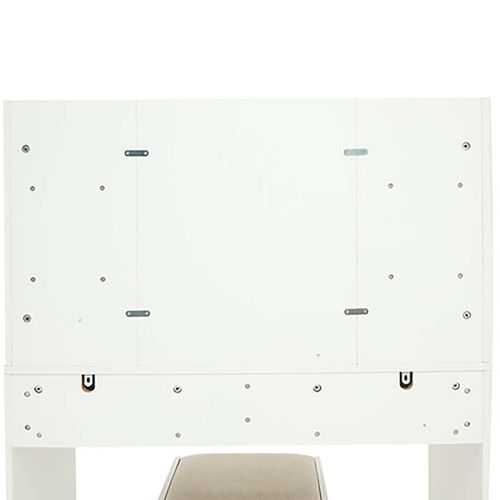 Coiffeuse Moderne Avec Miroir, 2 Tiroirs Et Compartiments Ouverts, Coloris Blanc