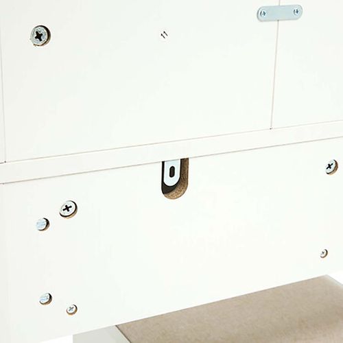 Coiffeuse Moderne Avec Miroir, 2 Tiroirs Et Compartiments Ouverts, Coloris Blanc