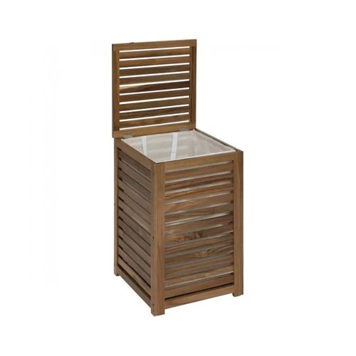 Panier à Linge 65 L En Bois Naturel, Coloris Marron - L. 40,3 X P. 40,3 X H. 60 Cm