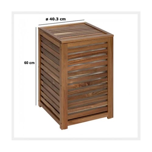 Panier à Linge 65 L En Bois Naturel, Coloris Marron - L. 40,3 X P. 40,3 X H. 60 Cm