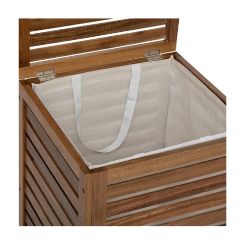 Panier à Linge 65 L En Bois Naturel, Coloris Marron - L. 40,3 X P. 40,3 X H. 60 Cm