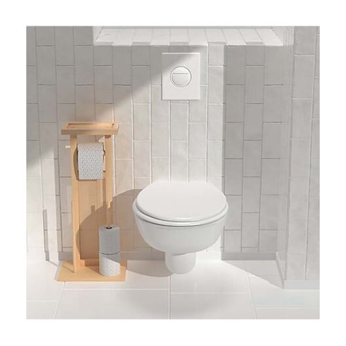Dérouleur Papier Toilette En Bois Naturel Avec Réserve - Longueur 28 X Profondeur 20 X Hauteur 65 Cm