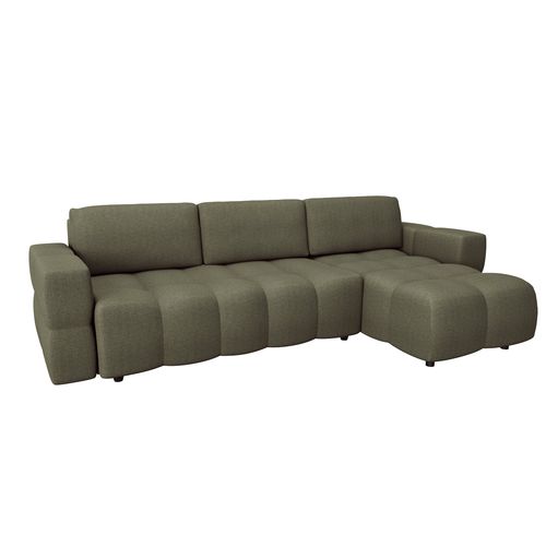 Canapé D'angle Droit Convertible Coffre 5 Places Tissu Tramé Vert