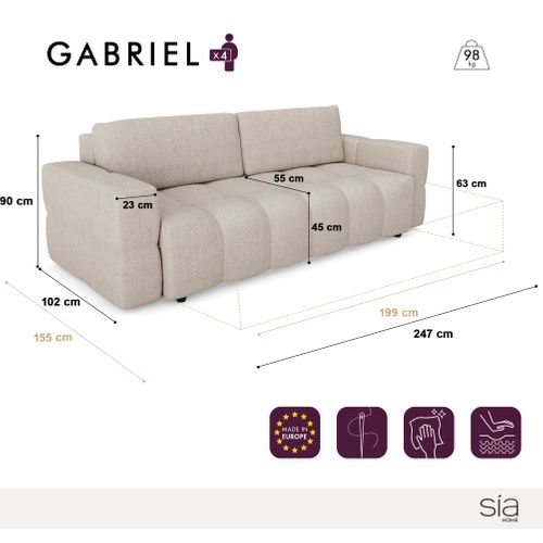 Canapé 4 Places Convertible Coffre Noyer Velours Bleu Paon