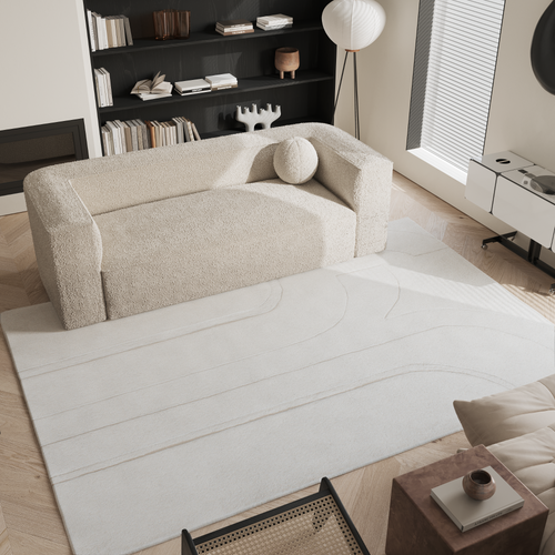 Tapis Rectangulaire En Laine 200x300cm Blanc Cassé