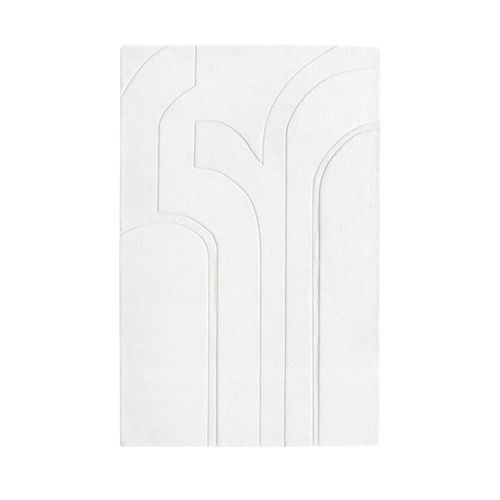 Tapis Rectangulaire En Laine 200x300cm Blanc Cassé