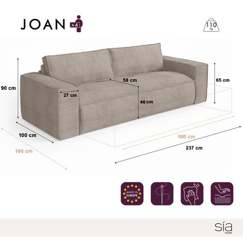 Canapé Convertible Express Dunlopillo Velours à Motifs Crème 160cm