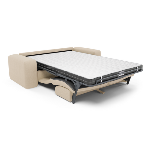 Canapé Convertible Express Dunlopillo 140cm Velours Côtelé Beige