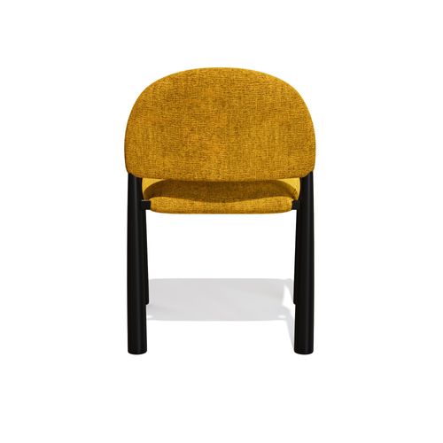 Lot De 2 Chaises Velours Texturé Moutarde Et Pieds Noirs